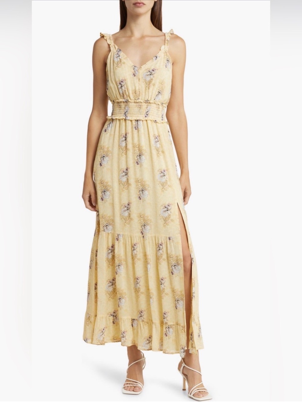 PAIGE Women’s Pacifica Silk Floral Maxi Dress with Smocked Waist